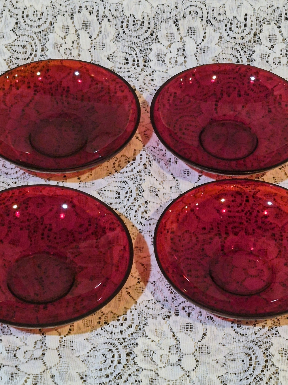 Cristal d'Arques "Antique Ruby" 5.5" Bowls - Set of 4